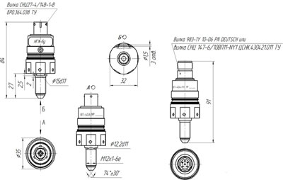 Рис.1. Схема габаритных размеров ВТ-40А сигнализатора давления