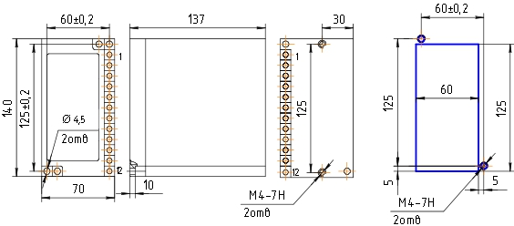 Схема габаритных размеров реле НЛ-11