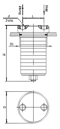Схема габаритных размеров фильтра АС42-5