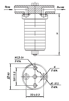 Схема габаритных размеров фильтра ВС42-5