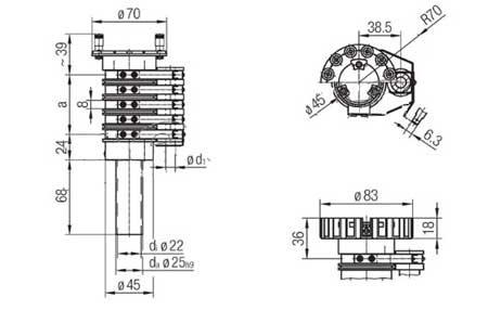 Схема габаритных размеров токосъемника КТ-025