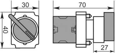 Рис.1. Габаритный чертеж поворотной кнопки XB2-BJ33