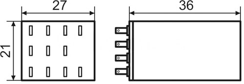 Рис.2. Габаритный чертеж реле электромагнитного промежуточного MY3 (DC 24 V)