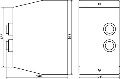 Рис.1. Габаритные размеры пускателя в корпусе ПМК 12 (LE1-D12)