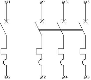  Рис.2. Схема подключения выключателя УКРЕМ ВА-2003 3р 100А АсКо