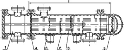 Рис.1. Габаритный чертеж теплообменного аппарата с плавающей головкой типа ХП, ТП