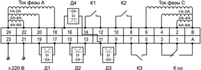 Рис.1. Основная схема подключения устройств РЗЛ-03.2хх