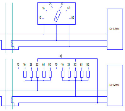 Рис.1.Схема подключения датчиков тока типа ДТ 10-80