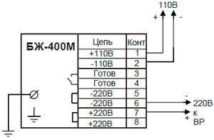 Рис.1. Схема подключения блока питания БЖ-400М