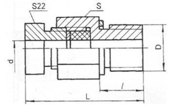 Схема габаритных размеров штуцера 5Ц4.473.002