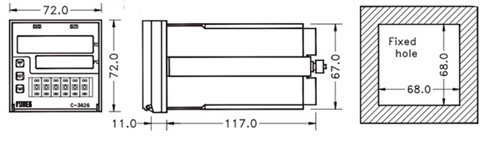 Рис.1. Схема габаритных размеров FOTEK SC-342 счетчика импульсов