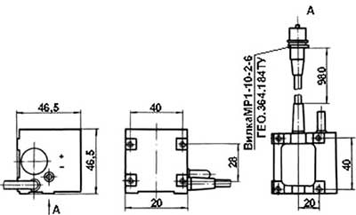 Рис.1. Схема габаритных размеров акселерометра ВТ-51