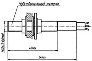 Рис.1. Схема габаритных размеров бесконтактного датчика перемещения ПЛХ 001М