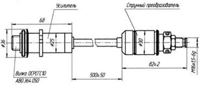 Рис.1. Схема габаритных размеров ВТ-1201 датчика давления