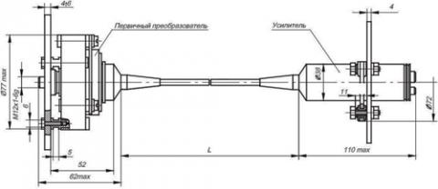 Рис.1. Схема габаритных размеров ВТ-222М датчика давления