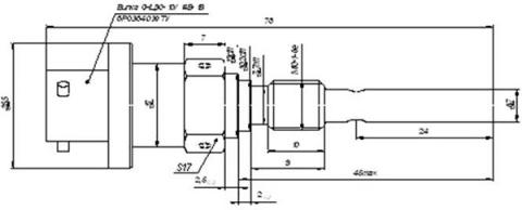 Рис.1. Схема габаритных размеров ВТ-125М1 датчика измерения температуры