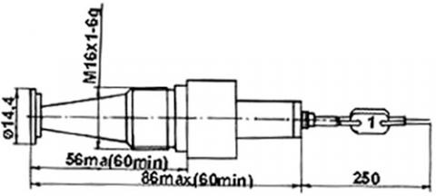 Рис.1. Схема габаритных размеров ТП-198 датчика измерения температуры
