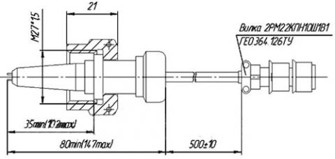 Рис.1. Схема габаритных размеров ТТ-249 датчика измерения температуры