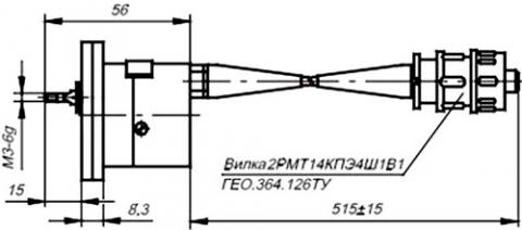 Рис.1. Схема габаритных размеров ВТ-712 датчика линейных перемещений