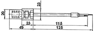 Рис.1. Схема габаритных размеров ТП-033 датчика температуры