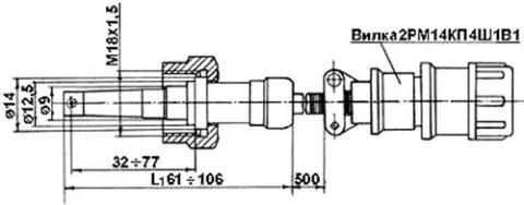 Рис.1. Схема габаритных размеров ТТ-135 датчика температуры