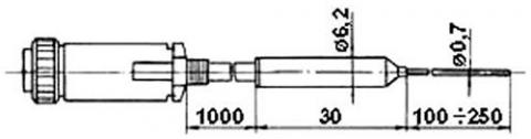 Рис.1. Схема габаритных размеров ТТ-243 датчика температуры