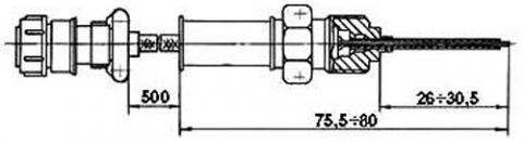 Рис.1. Схема габаритных размеров ТТ-257 датчика температуры