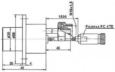 Рис.1. Схема габаритных размеров ФЛА-005 датчика теплового потока