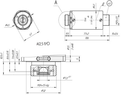 Рис.1. Схема габаритных размеров МКТ-ВТ-1 клапана электромагнитного