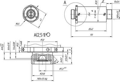 Рис.1. Схема габаритных размеров МКТ-ВТ-2 клапана электромагнитного