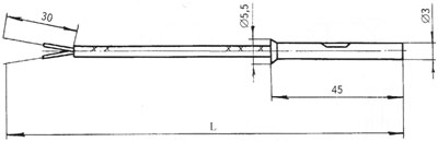 Рис.1. Схема габаритных размеров ТХК-3088 термопреобразователя
