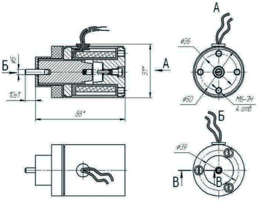 Рис.1. Схема габаритных размеров ЭКД-17 электромагнита