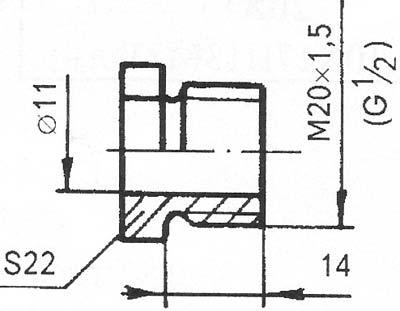 Рис.1. Схема габаритных размеров 5Ц8.625.139 штуцера передвижного