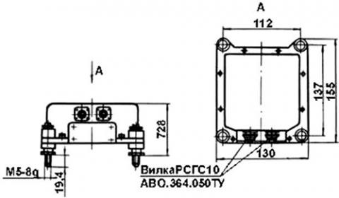 Рис.1. Схема габаритных размеров ВТ-5611 преобразователя