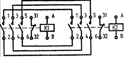 Рис.1. Электрическая схема подключения контактора ПМЛ-1501