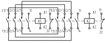 Рис.1. Электрическая схема подключения ПМЛ-1560Н контактора