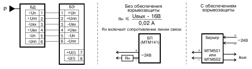 Рис.1. Схема подключения преобразователя МТМ701.5